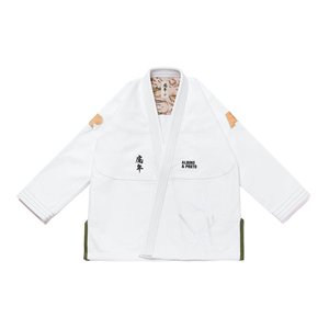 Kimono de Jiu Jitsu Brasileño Estilo Albino Preto Personalizado, Tejido Perlado 100% Algodón 500g, Impresión Serigráfica Elástica para Competición - Product Image 1