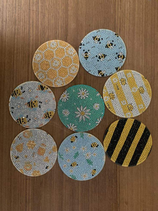 CRYSTAL CRAFT Handmade Pack <b>Silver</b> Beaded <b>Coasters</b> New Design Embroidery Crafts Needlework Decorative Place Mats by glowin - Product Image 5