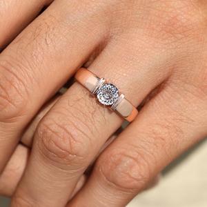 Anillo de Oro Macizo para Hombre con Diamante de Corte Portugués, Anillo Solitario con Engaste Tensionado, Anillo de Boda de Lujo, Joyería con Diamante Cultivado en Laboratorio - Product Image 1