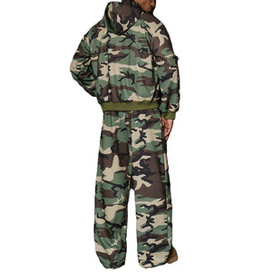 Conjuntos Deportivos Unisex con Capucha de Camuflaje, Sudadera con Cierre, Ropa Deportiva Urbana, Logotipo Personalizado, Proveedor Mayorista OEM ODM - Product Image 2