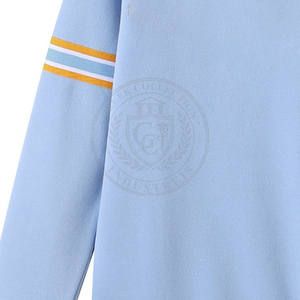 Custom Greek Embroidery Logo Men's Women's Sweatshirt Light Blue Crew Neck Full Sleeve 100% Cotton Fleece Knitted <b>Acid</b> <b>Wash</b> - Product Image 3