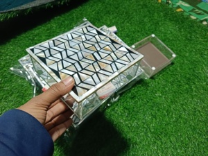 NoorTimber Royale Candy Organizer Premium Handcrafted Wood & Mother of Pearl <b>Acrylic</b> Sweet Box for Ramadan Sweets, Gifting & - Product Image 2