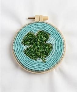 Lucky Clover <b>Beaded</b> <b>Coaster</b> Handmade Modern Durable Aesthetic Drink Mat Cute Table Decor Gift - Product Image 1