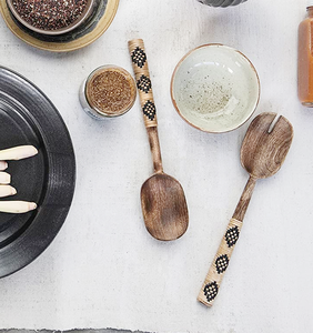 Cubiertos hechos a mano de lujo de moda Juego de servidor de ensalada tejido de ratán natural de la mejor calidad con cuchara Tenedor para servir en la cocina - Product Image 5