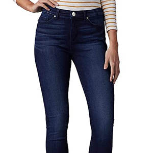 Jeans en denim streetwear pour femmes avec logo personnalisé, taille haute, jambe large, décontracté, mode, bleu, pour dames, vente en gros OEM ODM - Product Image 5