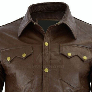 Camisa de Cuero Clásica para Hombre, Diseño con Botones al Frente, Material de Cuero Genuino, Corte Elegante, Prenda de Vestir para Exteriores - Product Image 6