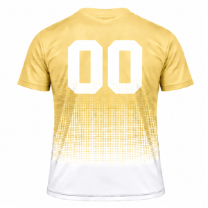Yellow and <b>White</b> Gradient Sublimation T <b>Shirt</b> <b>Men</b> <b>Short</b> <b>Sleeve</b> Crew Neck Custom Printed Sports Training Performance Athletic - Product Image 2