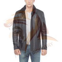 Vestes en cuir à motifs unis pour hommes, vente directe d'usine, vestes d'hiver en cuir véritable pour hommes en gros