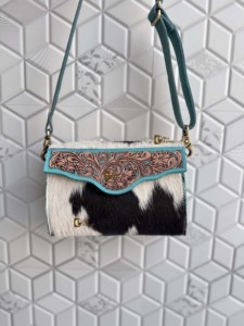 Bolso tote de cuero vacuno de última llegada, hecho a mano, estilo gitano bohemio, de cuero auténtico, estilo western, elegante, para mujer. - Product Image 1