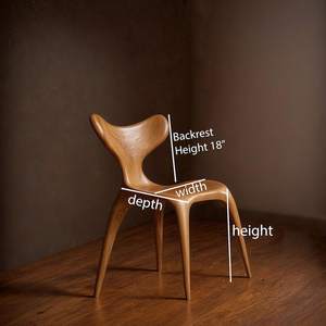 Silla de comedor escultórica de madera maciza, diseño orgánico hecho a mano - Product Image 4