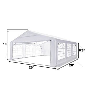 "20FT X 20FT Heavy Duty <b>PVC</b> Party Tent W/ Removable Sidewalls & <b>Roll</b> Doors PE Tarpaulin Fabric 6FT 6" Overhead 10F" - Product Image 3