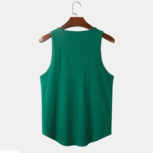 Camiseta sin mangas personalizada para hombre, OEM, sin MOQ, de secado rápido, cuello redondo, diseño recortado, corte largo, holgada, transpirable, a la moda - Product Image 2