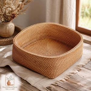 Cesta Redonda de Mimbre Tejida a Mano, Estilo Rústico y Ecológico, con Capacidad de Más de 501 ml, para Almacenar Frutas y Pan en la Cocina - Product Image 3