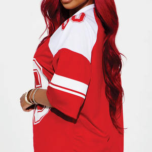 Streetwear <b>Mesh</b> Custom Women Oversized American Football Jersey V Neck Short Sleeve Sublimation Print Streetwear Manufacturer - Product Image 3