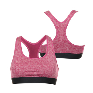 Soutien-gorge de sport dos nageur sans coutures pour femme, maintien moyen, respirant, rose uni, haut de fitness - Product Image 5