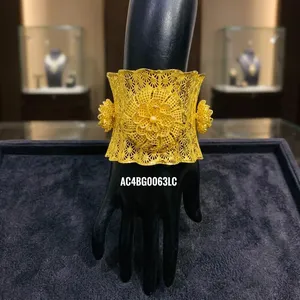 เครื่องประดับกำไลข้อมือสำหรับผู้หญิงทรงดอกไม้ชุบทอง24K หนึ่งกรัมใหม่ - Product Image 5
