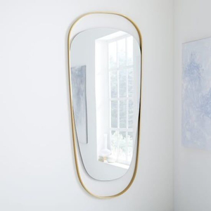 Wall <b>Mirror</b> with Brushed Gold Aluminum Frame Silver Coated <b>Irregular</b> <b>Mirror</b> for Living Room Bedroom & Luxury Entryway Decor - Product Image 1