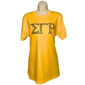 Camiseta de Mujer con Bordado de Purpurina Sigma Gamma Rho, Camiseta con Gráfico de Letras Griegas Brillantes, Manga Corta, Personalizada para Hermandades - Product Image 1