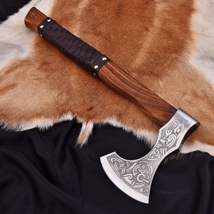 Custom Handmade High Carbon Steel Axe Outdoor Camping Hunting Hatchet Wooden Handle Survival Axe With Cover Survival <b>Tool</b> - Product Image 1