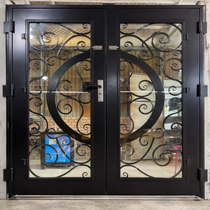 Portes en acier forgé décoratives pour usage intérieur et extérieur, portes d'entrée élégantes, style portes françaises, robustes et sécurisées - Product Image 4