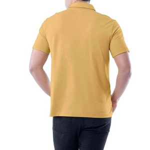 Polo de Manga Corta Amarillo Sólido para Hombre, 100% Algodón, Tejido Transpirable Informal, Corte Regular - Product Image 2