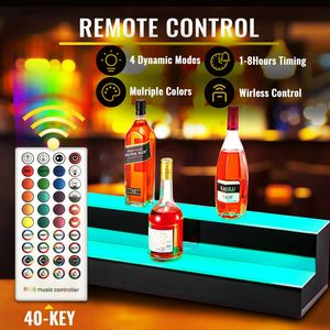30-Inch LED Lighted Liquor Bottle <b>Display</b> <b>Shelf</b> 2-Step Fashionable LED Bar <b>Shelves</b> for Home/Commercial Use - Product Image 2