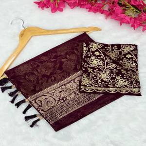 Sari VASTRA COTTAGE Premium de Georgette con Elegante Motivo de Hojas y Blusa Bordada con Detalles en Foil, Sari Étnico para Fiestas - Product Image 2