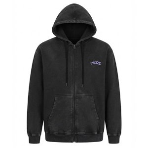 Sudadera con Capucha Negra para Mujer, con Cierre y Logotipo Bordado en Morado, Corte Regular, Manga Larga, Otoño, Venta al Por Mayor, Personalizable con Logotipo - Product Image 1