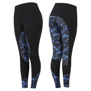 Pantalones de equitación de cintura alta para mujer, largos, con bloques de color, franja lateral, elásticos en cuatro direcciones, de punto, con cremallera, de nailon y elastano. - Product Image 3
