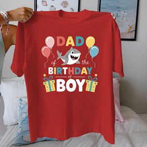 Shark DAD anniversaire garçon imprimé t-shirt pour femmes confort Fit Style décontracté 100% pur coton tricoté tissu - Product Image 4