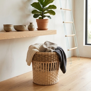 Cesta de Almacenamiento de Fibra Natural Tejida Sangku, Maceta Texturizada, Organizador Decorativo para el Hogar, Contenedor para Ropa - Product Image 5