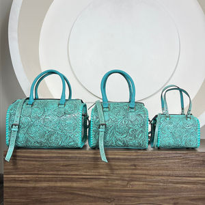 Ensemble de sacs de voyage en cuir turquoise artisanal à 3 pièces, cuir de vache de qualité supérieure, sac de voyage et sac de week-end unisexe, ensemble de sacs rapides - Product Image 4