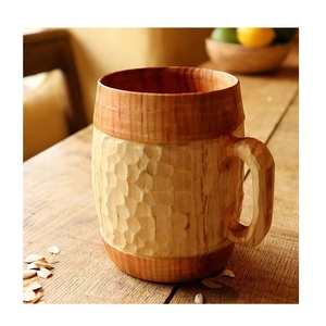 Solid Wood Wine Mug Handmade Natural Wooden Modern Design Eco Friendly for Kitchen Use - Product Image 3