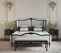 Ensemble de meubles de chambre à coucher de style français capitonné, avec cadre en bois, taille King, design antique pour maison, villa, mariage