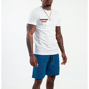 High Quality Customizable Tee <b>and</b> <b>Shorts</b> <b>Set</b> 100% Cotton <b>Mens</b> Summer T-Shirt <b>Short</b> <b>Sets</b> <b>Men's</b> 2 Piece <b>Sets</b> <b>Shorts</b> - Product Image 1