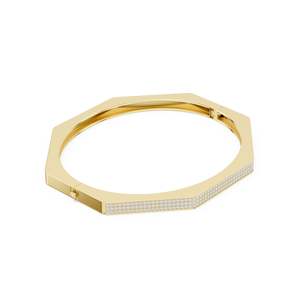 สร้อยข้อมือเพชรทรงเรขาคณิตสุดหรูสีทอง18K สำหรับผู้หญิงสร้อยข้อมือเพชรสีเหลืองทองแบบเรียบง่าย - Product Image 5