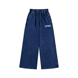 Men's 320 GSM 100% Cotton Vintage Washed Oversized Sweat <b>Pants</b> With Relaxed Leg Streetwear Fashion Trousers - Product Image 3