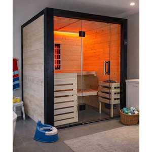 new Family-S Small 2-3 Person Indoor <b>Sauna</b> Cabin with Glass Front - Product Image 2