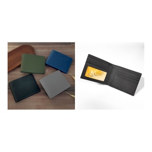 สินค้าขายดี] กระเป๋าสตางค์หนังแท้ Castello Saffiano ทำมือ สำหรับผู้ชาย แบบพับสองตอน ใส่บัตรประชาชน ใส่บัตรต่างๆ  วัสดุโพลีเอสเตอร์ สีกรมท่า สีเขียว สีเทา สีดำ - Product Image 1