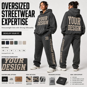 Oversized Streetwear Eco-Friendly Anti-Bacterial Breathable Printed Tracksuit Custom Embroidery Hoodie <b>Pants</b> Set Unisex Plus - Product Image 1