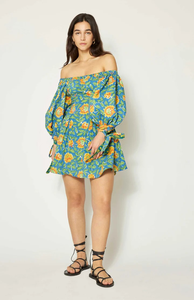 Robe longue décontractée d'été pour femme, imprimé floral, manches bouffantes, style bohème, col rond, coupe ample, 100 % coton naturel lavable - Product Image 2
