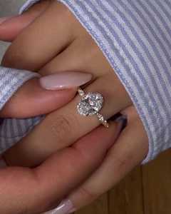 Oval Lab Grown Diamond Engagement Ring 14k Gold 2.20 Carat Vintage Marquise Round Halo Dainty Bridal Band Manufacture Wholesale - Product Image 5