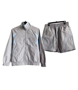 Ensemble de survêtement pour homme avec blocs de couleur, veste coupe-vent à col montant et pantalon long, tenue sportive - Product Image 5