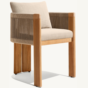 Silla individual en oferta, hecha de madera de teca, con un estilo moderno y sencillo, con detalles de ratán resistente para uso en exteriores. - Product Image 5