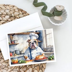 American Bulldog the Chef Whimsical A7 Juego de tarjetas de felicitación Paquete de 8 tarjetas de notas en blanco con sobres Tamaño 5x7 - Product Image 2