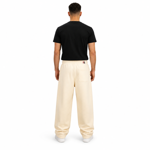 <b>Men's</b> Beige Cotton Sweatpants <b>Elastic</b> Waist Letter Logo Casual Joggers Autumn Wear Custom Logo Trendy Baggy <b>Mens</b> <b>Trouser</b> - Product Image 2