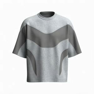 Camiseta con Efecto Desgastado, Bordado y Parches, Tejido Grueso, Estilo Oversize, Ropa Casual para Hombre y Mujer, Camisetas Lisas - Product Image 6