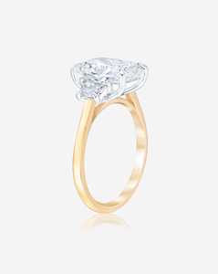 Bagues de fiançailles à trois pierres, diamant de laboratoire taille coussin trapézoïdale, or massif 10k 14k 18k, bagues de mariage minimalistes trio - Product Image 3