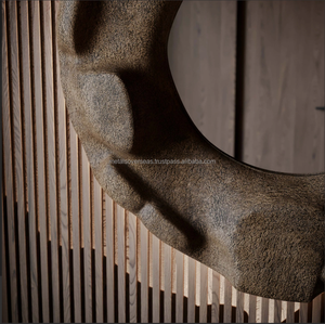 Arte de pared con textura abstracta moderna Papel ecológico Mache Decoración escultural orgánica con retroiluminación Decoración de pared minimalista - Product Image 2