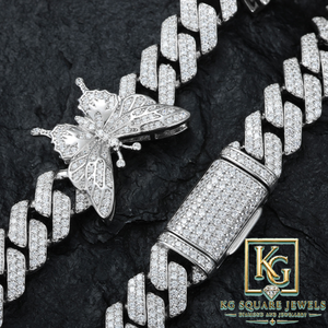Collier chaîne papillon pour homme en argent sterling plaqué rhodium, serti de moissanite étincelante, style hip-hop - Product Image 4